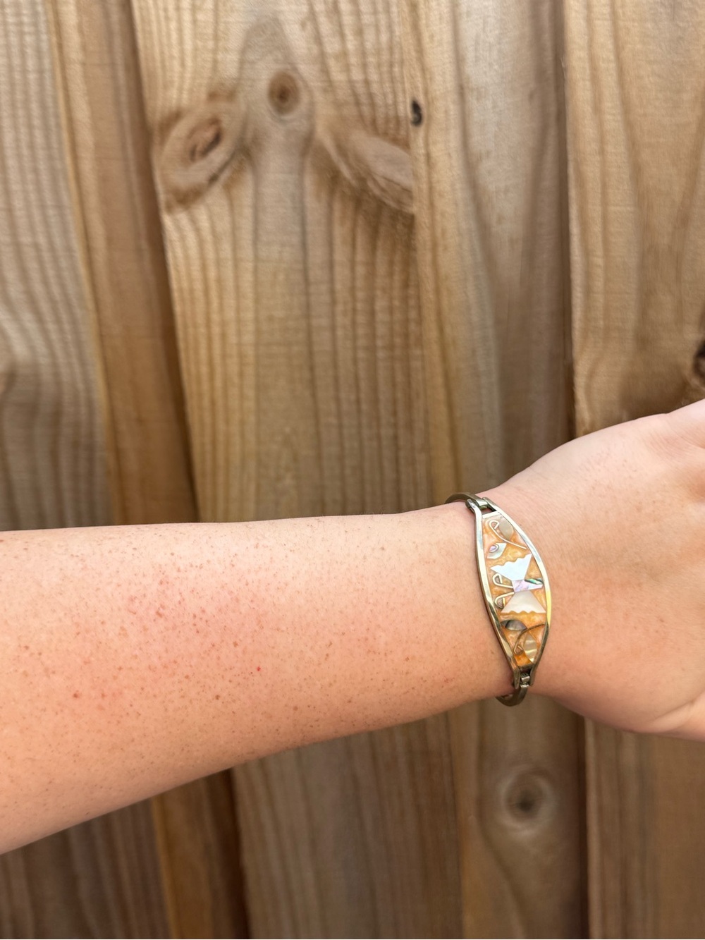 Vintage Alpaca Hinge Bracelet